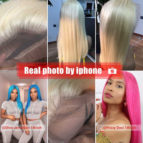 Image of Rebecca Fashion Blonde Straight 13x6 Lace Front Wig Human Hair 150% Density