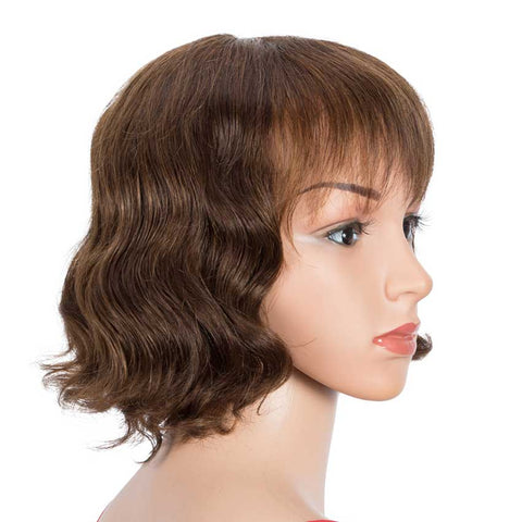 Image of Rebecca Fashion Deep Wavy Human Hair Wigs P-Color Wig With Bangs 9 Inch