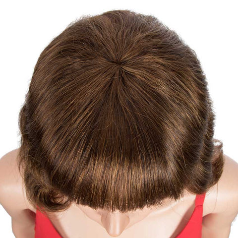 Image of Rebecca Fashion Deep Wavy Human Hair Wigs P-Color Wig With Bangs 9 Inch