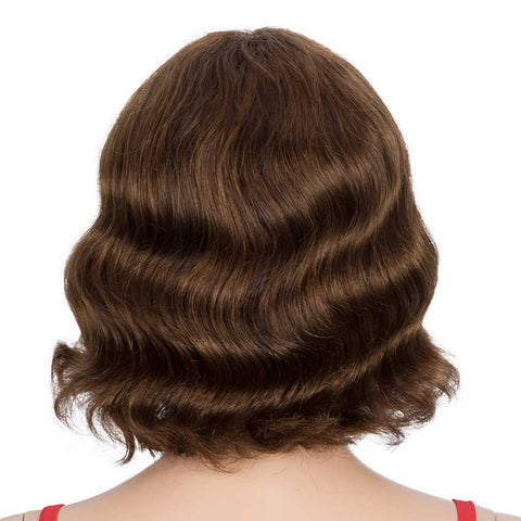 Image of Rebecca Fashion Deep Wavy Human Hair Wigs P-Color Wig With Bangs 9 Inch