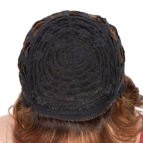 Image of Rebecca Fashion Deep Wavy Bob Wigs With Bangs Human Hair 9 Inch Brown Short Wig