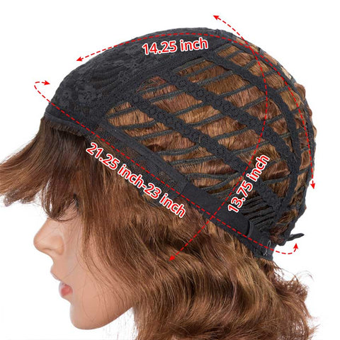 Image of Rebecca Fashion Deep Wavy Bob Wigs With Bangs Human Hair 9 Inch Brown Short Wig