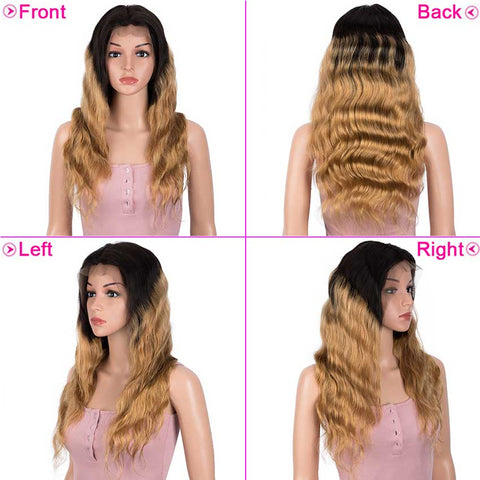 Image of Rebecca Fashion 13x4 Lace Front Wigs Body Wave Human Hair 150% Density Black To Blonde Color
