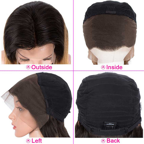 Image of Rebecca Fashion 13x4 Lace Front Wigs Body Wave Human Hair 150% Density Black To Blonde Color