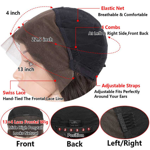 Image of Rebecca Fashion 13x4 Lace Frontal Wigs Straight 100% Human Hair Blonde Brown Wigs 150% Density