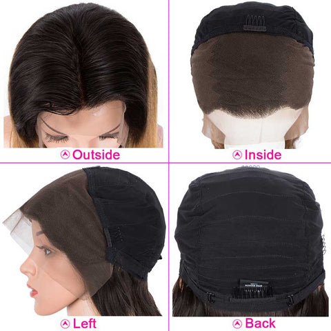 Image of Rebecca Fashion 13x4 Lace Frontal Wigs Straight 100% Human Hair Blonde Brown Wigs 150% Density