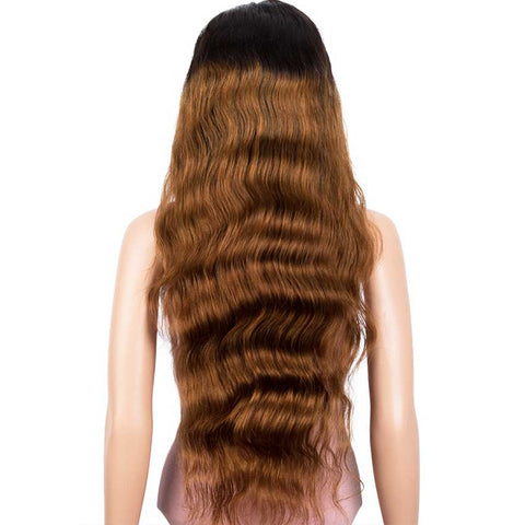 Image of Rebecca Fashion 13x4 Lace Front Wigs Body Wave Human Hair 150% Density Black To Brown Color