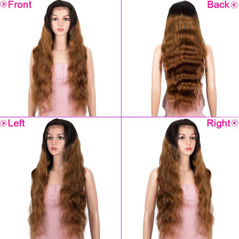 Image of Rebecca Fashion 13x4 Lace Front Wigs Body Wave Human Hair 150% Density Black To Brown Color