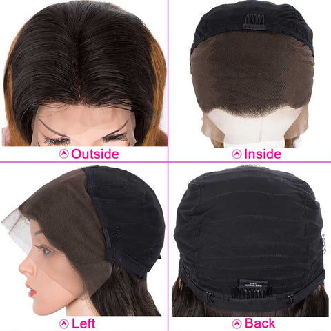 Image of Rebecca Fashion 13x4 Lace Front Wigs Body Wave Human Hair 150% Density Black To Brown Color