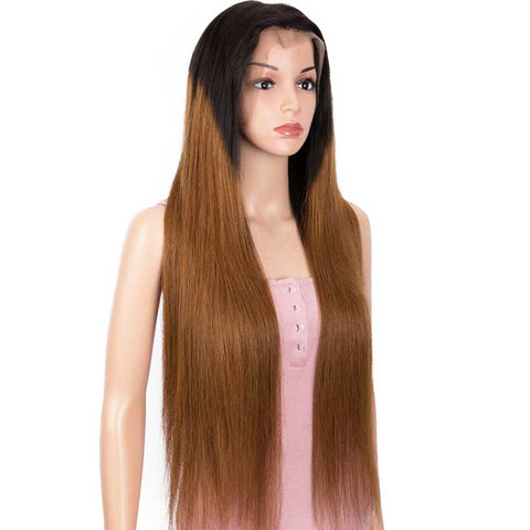 Image of Rebecca Fashion Ombre Brown 13x4 Lace Front Wigs Straight Human Hair Wigs 150% Density