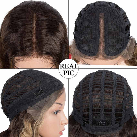 Image of Rebecca Fashion Ombre Brown HD Lace Front Wigs Human Hair Body Wave Wigs Middle Part
