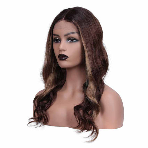 Image of Rebecca Fashion Ombre Brown HD Lace Front Wigs Human Hair Body Wave Wigs Middle Part