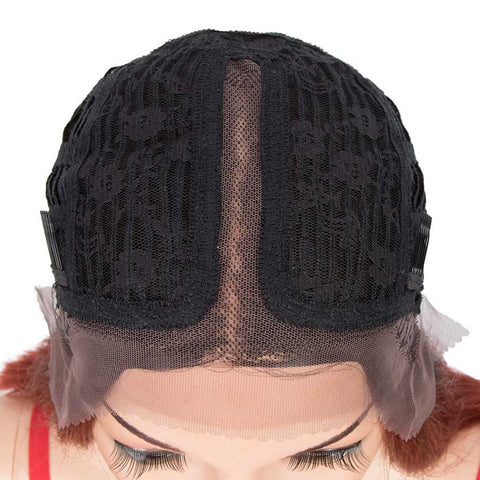 Image of Rebecca Fashion Ombre Orange Bob Wig Middle Part Wigs 12 Inch