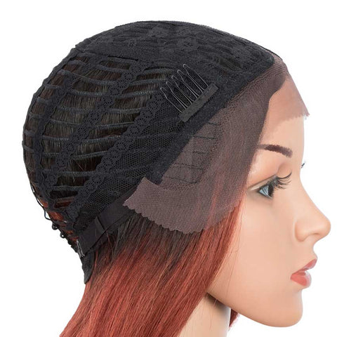 Image of Rebecca Fashion Ombre Orange Bob Wig Middle Part Wigs 12 Inch