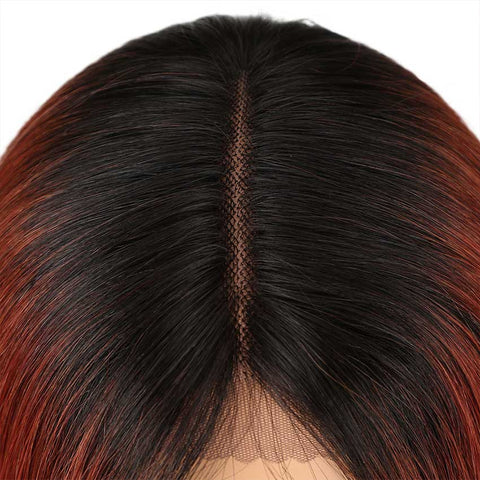 Image of Rebecca Fashion Ombre Orange Bob Wig Middle Part Wigs 12 Inch