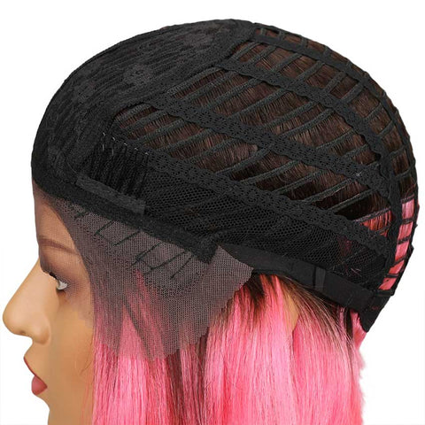 Image of Rebecca Fashion Ombre Pink Bob Wig Middle Part 10 Inch Virgin Human Hair Wigs