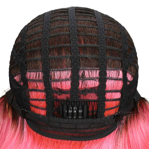 Image of Rebecca Fashion Ombre Pink Bob Wig Middle Part 10 Inch Virgin Human Hair Wigs
