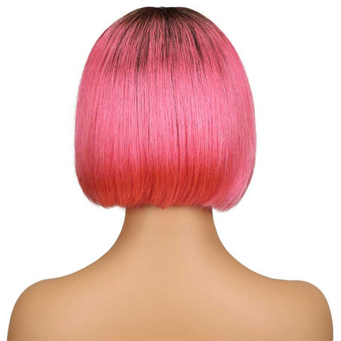 Image of Rebecca Fashion Ombre Pink Bob Wig Middle Part 10 Inch Virgin Human Hair Wigs