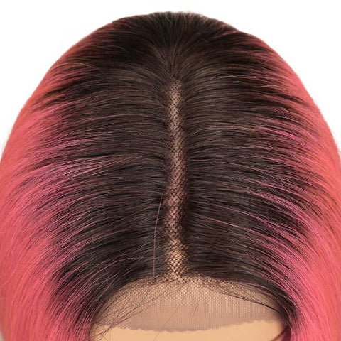Image of Rebecca Fashion Ombre Pink Bob Wig Middle Part 10 Inch Virgin Human Hair Wigs