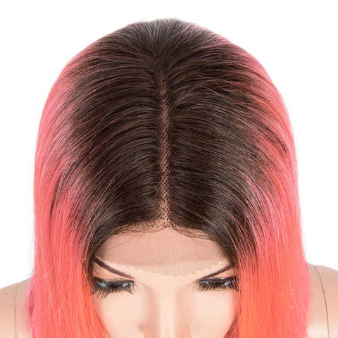 Image of Rebecca Fashion Straight Bob Wig 12 Inch Ombre Wigs With Middle Part