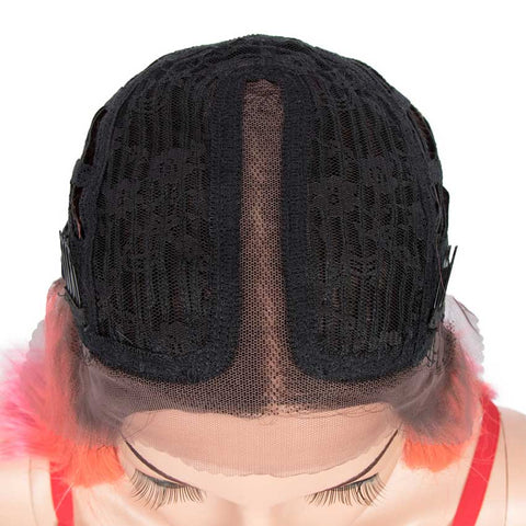 Image of Rebecca Fashion Ombre Pink Bob Wig Middle Part Wigs 12 Inch