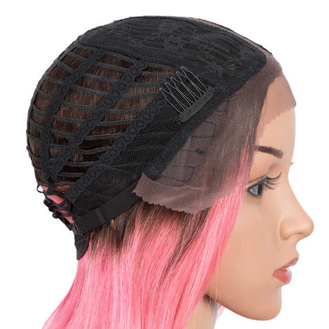 Image of Rebecca Fashion Straight Bob Wig 12 Inch Ombre Wigs With Middle Part