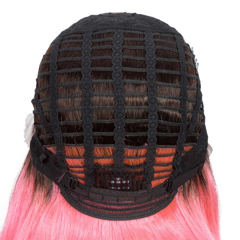 Image of Rebecca Fashion Straight Bob Wig 12 Inch Ombre Wigs With Middle Part