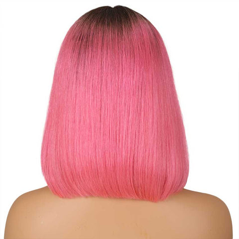 Image of Rebecca Fashion Straight Bob Wig 12 Inch Ombre Wigs With Middle Part
