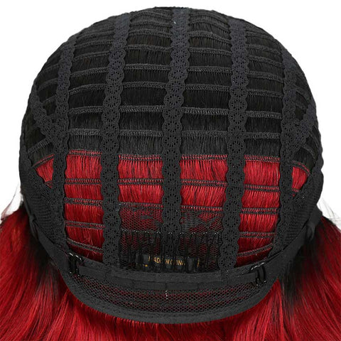 Image of Rebecca Fashion Ombre Red Bob Wig 10 Inch Middle Part 100% Virgin Human Hair Wigs