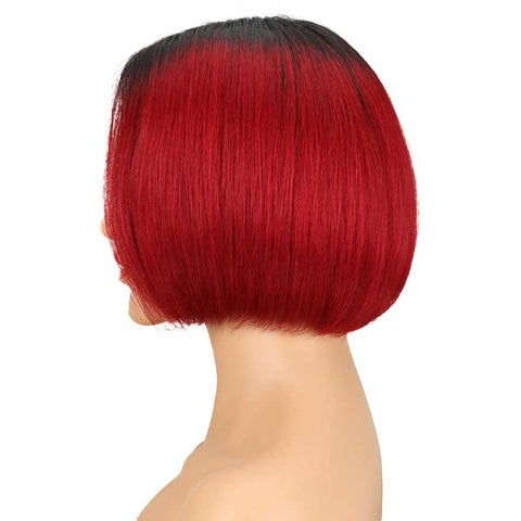 Image of Rebecca Fashion Ombre Red Bob Wig 10 Inch Middle Part 100% Virgin Human Hair Wigs