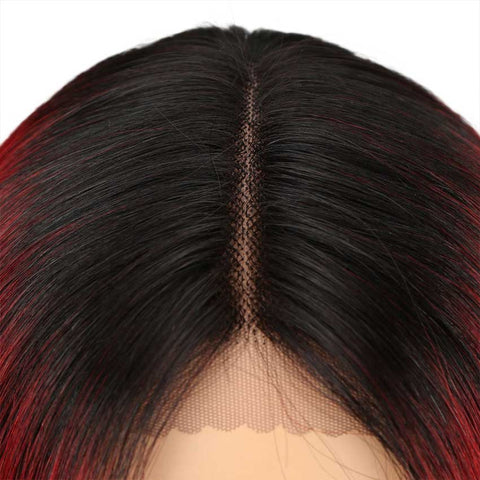 Image of Rebecca Fashion Ombre Red Bob Wig 10 Inch Middle Part 100% Virgin Human Hair Wigs