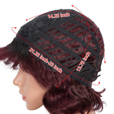 Image of Rebecca Fashion Ombre Red Wigs Short Deep Wavy Human Hair Wig With Bangs