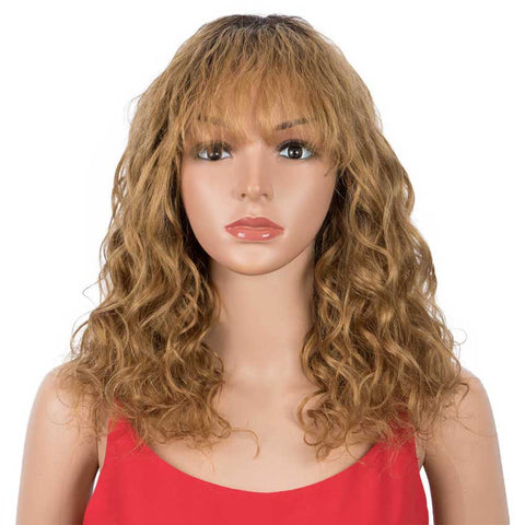 Image of Rebecca Fashion Ombre Wig Natural Wavy TT2-27 Human Hair Wigs With Bangs 16 inch