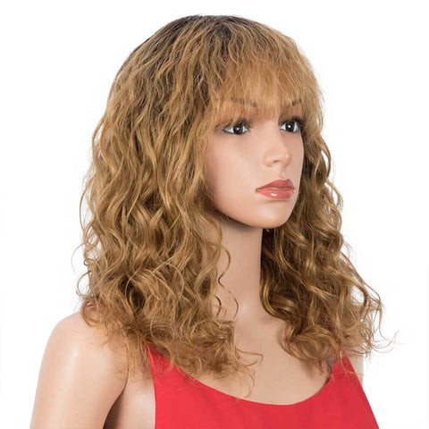 Image of Rebecca Fashion Ombre Wig Natural Wavy TT2-27 Human Hair Wigs With Bangs 16 inch