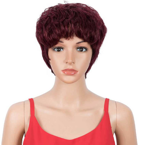 Image of Rebecca Fashion Red Wine Pixie Cut Short Wig Human Hair Wigs 9 inch