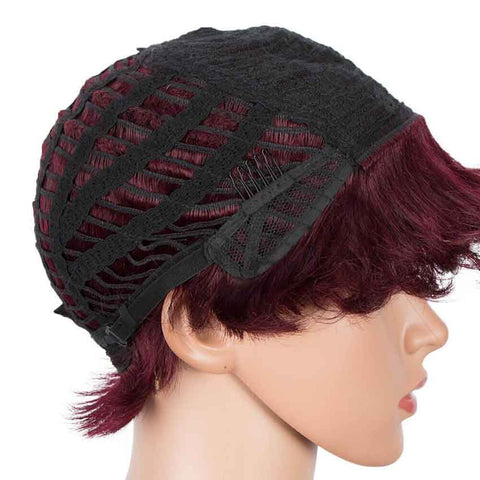Image of Rebecca Fashion Red Wine Pixie Cut Short Wig Human Hair Wigs 9 inch