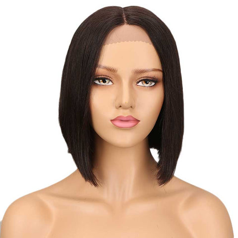 Image of Rebecca Fashion Short Bob Lace Front Wigs Human Hair 10 inch Natural Black Color