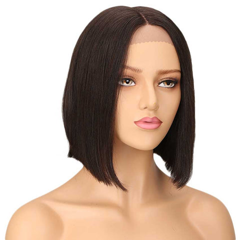 Image of Rebecca Fashion Short Bob Lace Front Wigs Human Hair 10 inch Natural Black Color