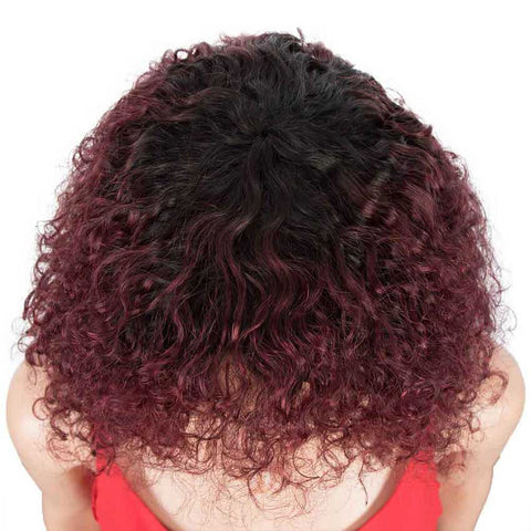 Image of Rebecca Fashion Short Curly Wavy Bob Human Hair Wigs With Bangs 10 inch