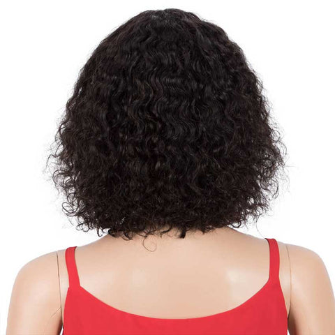 Image of Rebecca Fashion Short Curly Wavy Bob Human Hair Y1B Wigs With Bangs 10 inch