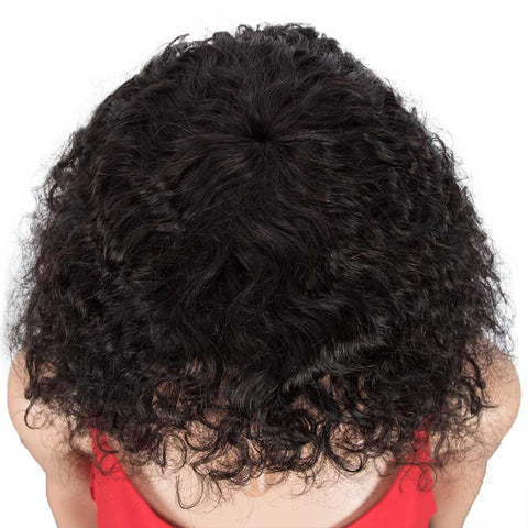 Image of Rebecca Fashion Short Curly Wavy Bob Human Hair Y1B Wigs With Bangs 10 inch