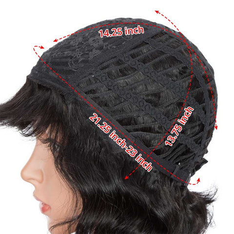 Image of Rebecca Fashion Short Deep Wavy Human Hair Wigs With Bangs for Black Women