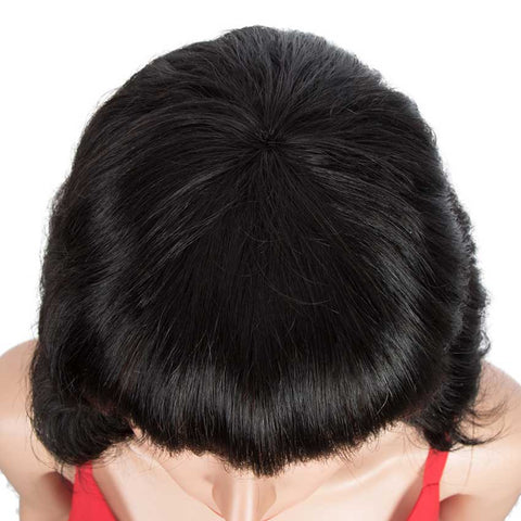 Image of Rebecca Fashion Short Deep Wavy Human Hair Wigs With Bangs for Black Women