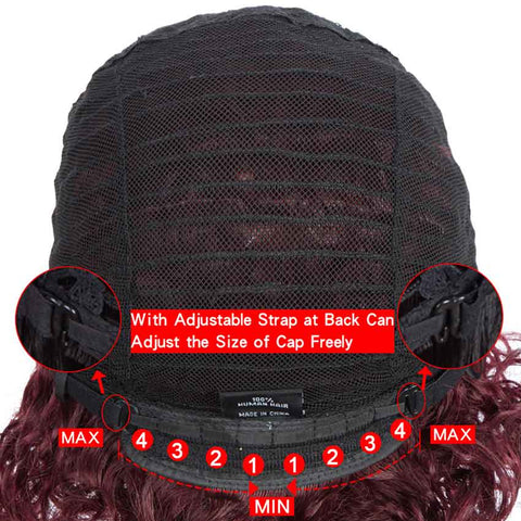 Image of Rebecca Fashion Short Wavy Bob Wigs Wine Red Human Hair Cute Wig