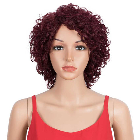 Image of Rebecca Fashion Short Wavy Bob Wigs Wine Red Human Hair Cute Wig