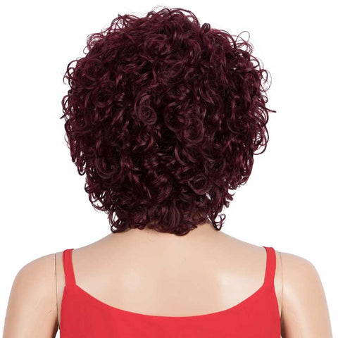Image of Rebecca Fashion Short Wavy Bob Wigs Wine Red Human Hair Cute Wig