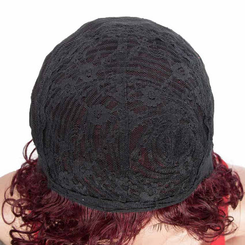 Image of Rebecca Fashion Short Wavy Bob Wigs Wine Red Human Hair Cute Wig