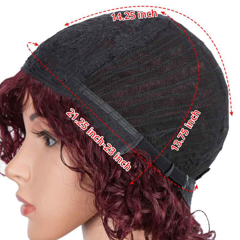 Image of Rebecca Fashion Short Wavy Bob Wigs Wine Red Human Hair Cute Wig