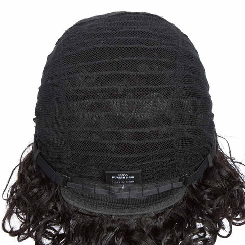 Image of Rebecca Fashion Short Wavy Bob Wigs Human Hair for Women Cute Human Hair Black Wig