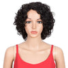 Rebecca Fashion Short Wavy Bob Wigs Human Hair for Women Cute Human Hair Black Wig